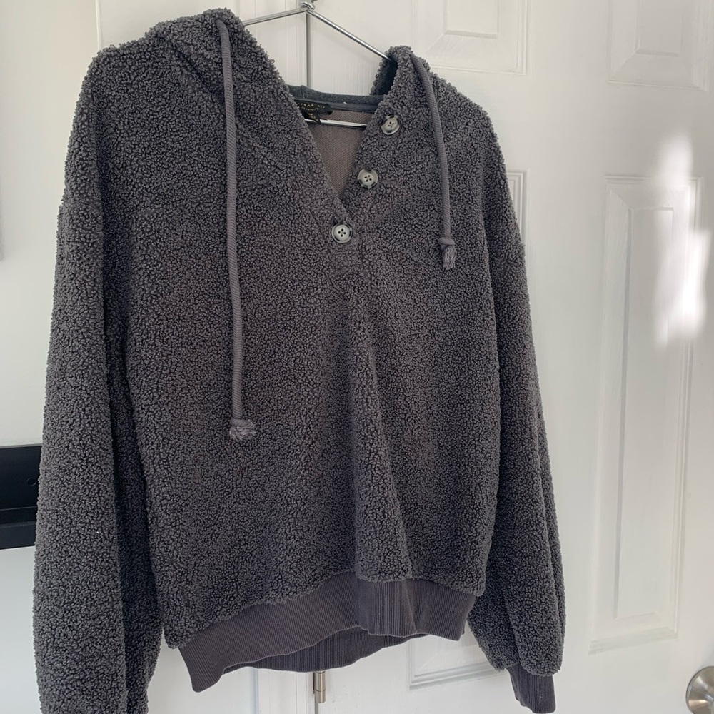 Anthropologie Charcoal Grey Callan Sherpa Hoodie (sold out!)